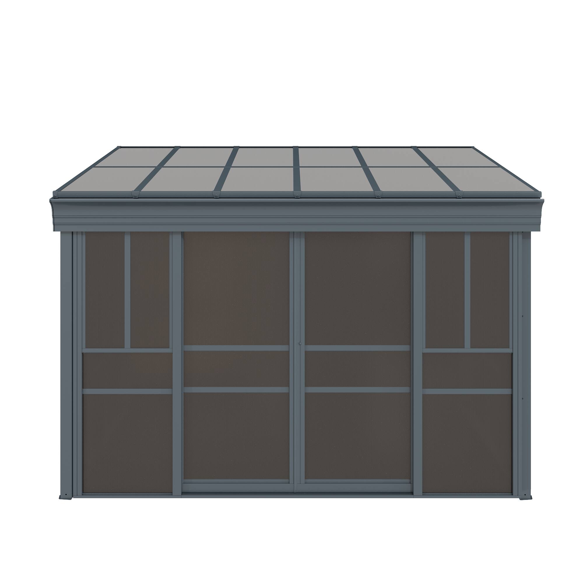 Alt View 4. U-HOMY - Grey Wall-Mounted Solarium Sunroom Kit with Sliding Doors and Adjustable Polycarbonate Windows - 10'x12'.