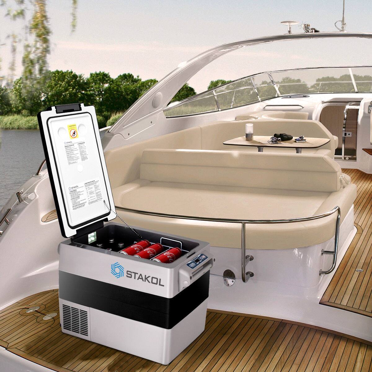 Alt View 8. Costway - 44 Quarts Portable Electric Car Cooler Refrigerator/Freezer Compressor for RVs Camping - Black/Gray.