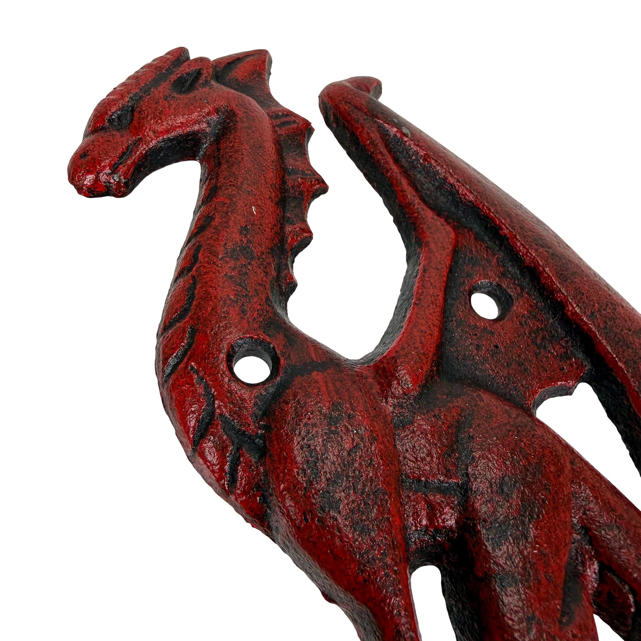 Alt View 8. Things2Die4 - Set of 3 Dragon Wall Hooks Red Distressed Cast Iron 6.5 in Decorative - Red.