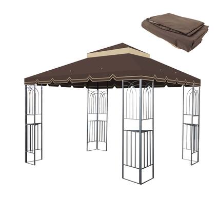 Front. APRILSOUL - 10x10 Ft Gazebo Replacement Canopy Double Tiered Gazebo Tent Roof Top Cover Only Greatwall border Frame Not Include.