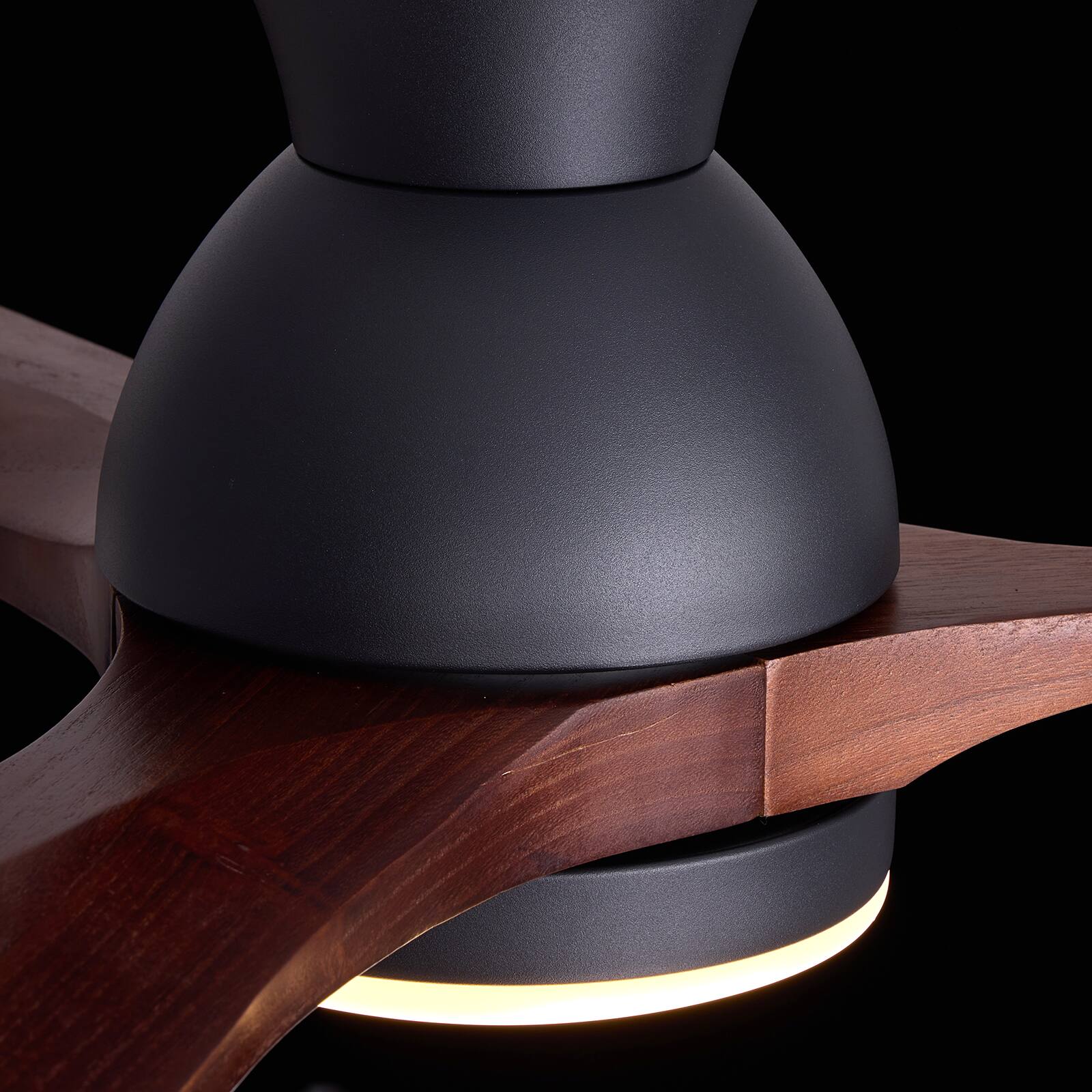 Alt View 8. Siljoy - 52 Inch Black Flush Mount Ceiling Fan with Light Solid Wood Blades with Remote Control for Bedroom Living Room Foyer - Brown.