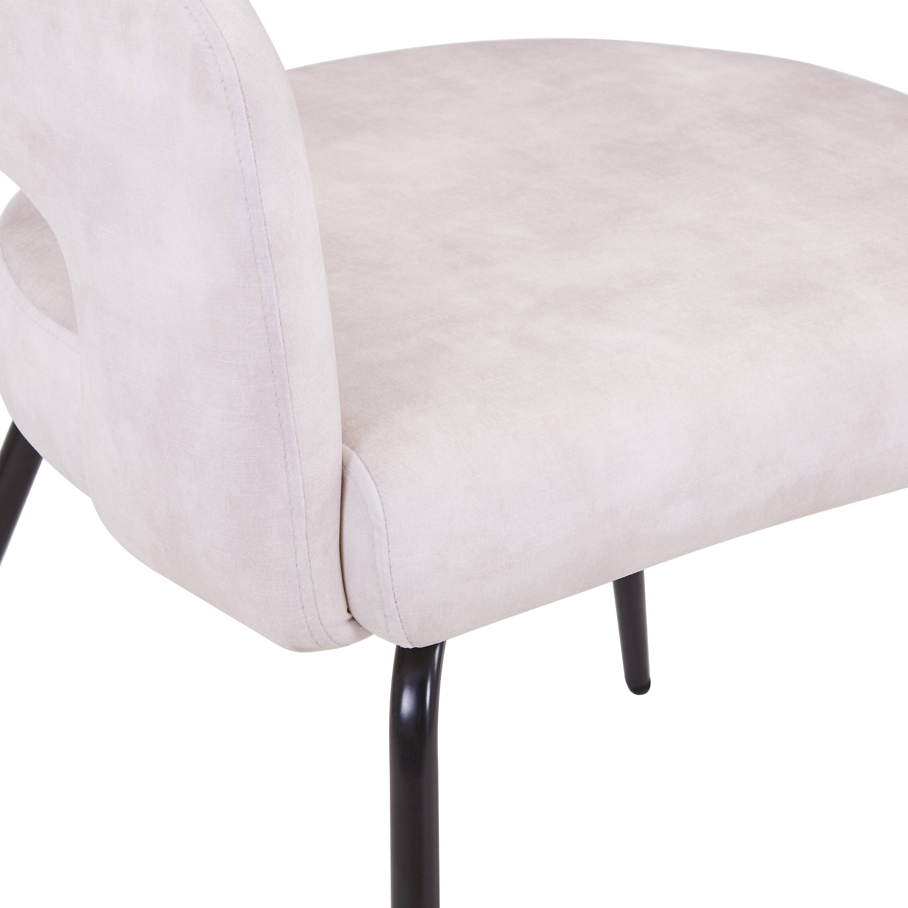 Alt View 5. LeisureMod - Gavin Modern Upholstered Dining Chair, Open Back Velvet/PU Leather Accent Chair with Metal Legs - Beige Velvet.