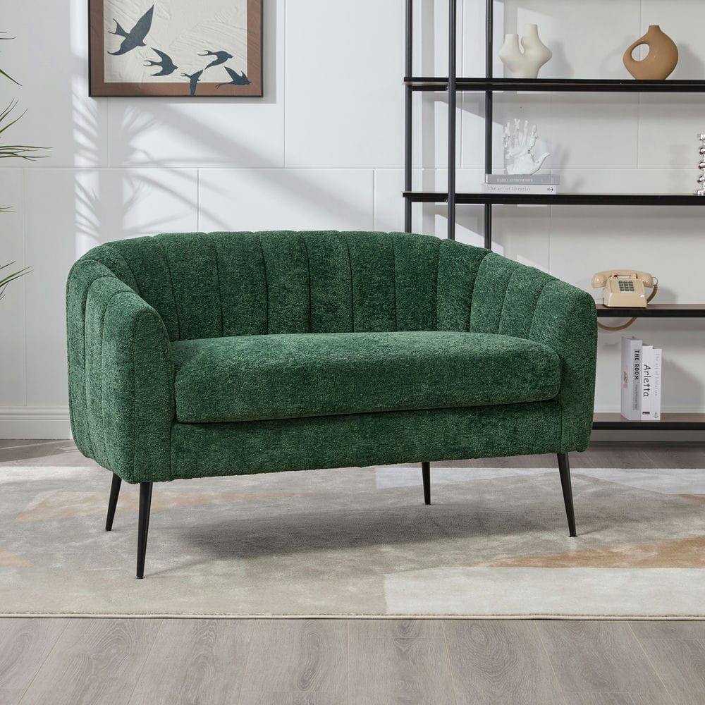 Alt View 6. Kadyn - 50.2'' Wide Upholstered Mini Loveseat Accent Couch, Modern Settee with Metal Legs, 2-Seater Sofa for Living Room, Green - Green.