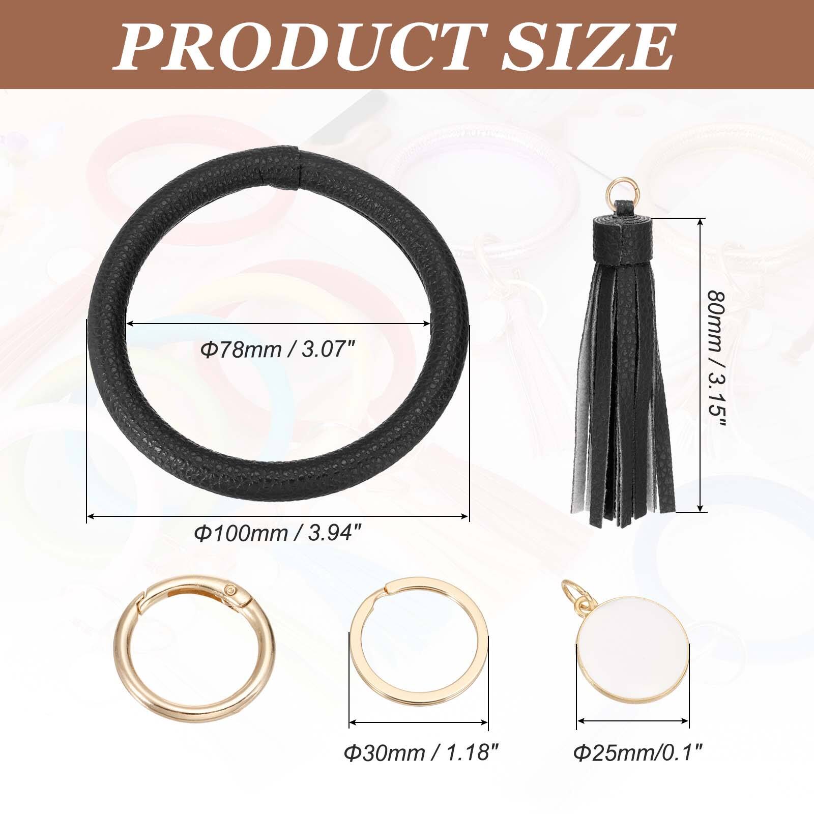 Unique Bargains PU Leather Circle Wristlet Keychain, Tassel Pendant ...