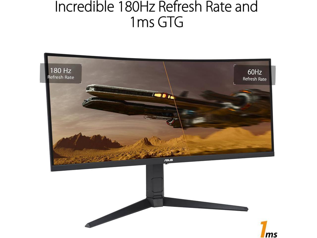 Incredible 180Hz Refresh Rate and 1ms GTG

180 Hz Refresh Rate

60Hz Refresh Rate

ASUS

1ms