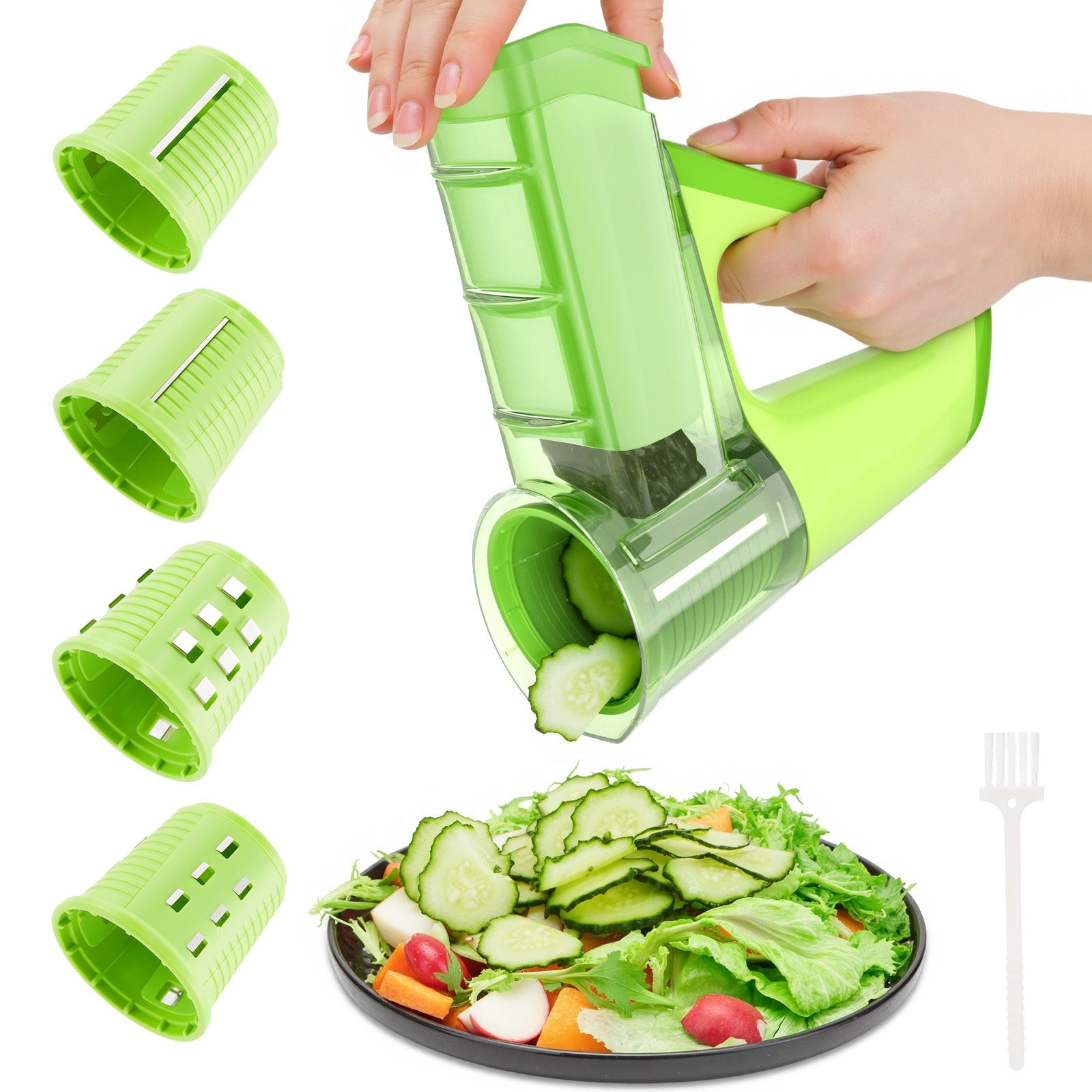 Fitnate - Electric Handheld Vegetable Slicer With 4 Blades - Green