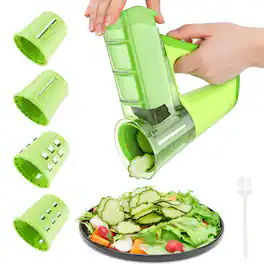 Fitnate - Electric Handheld Vegetable Slicer With 4 Blades - Green