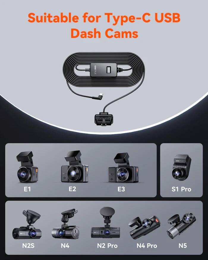 Suitable for Type-C USB Dash Cams

VANTHLE VAN FU E1 E2 E3 S1 Pro N2S N4 N2 Pro N4 Pro N5