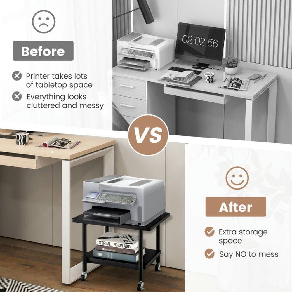 Before

- Printer takes lots of tabletop space
- Everything looks cluttered and messy

VS

After

- Extra storage space
- Say NO to mess