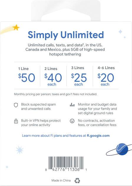 Angle View: Google - Fi Simply Unlimited SIM Card Kit