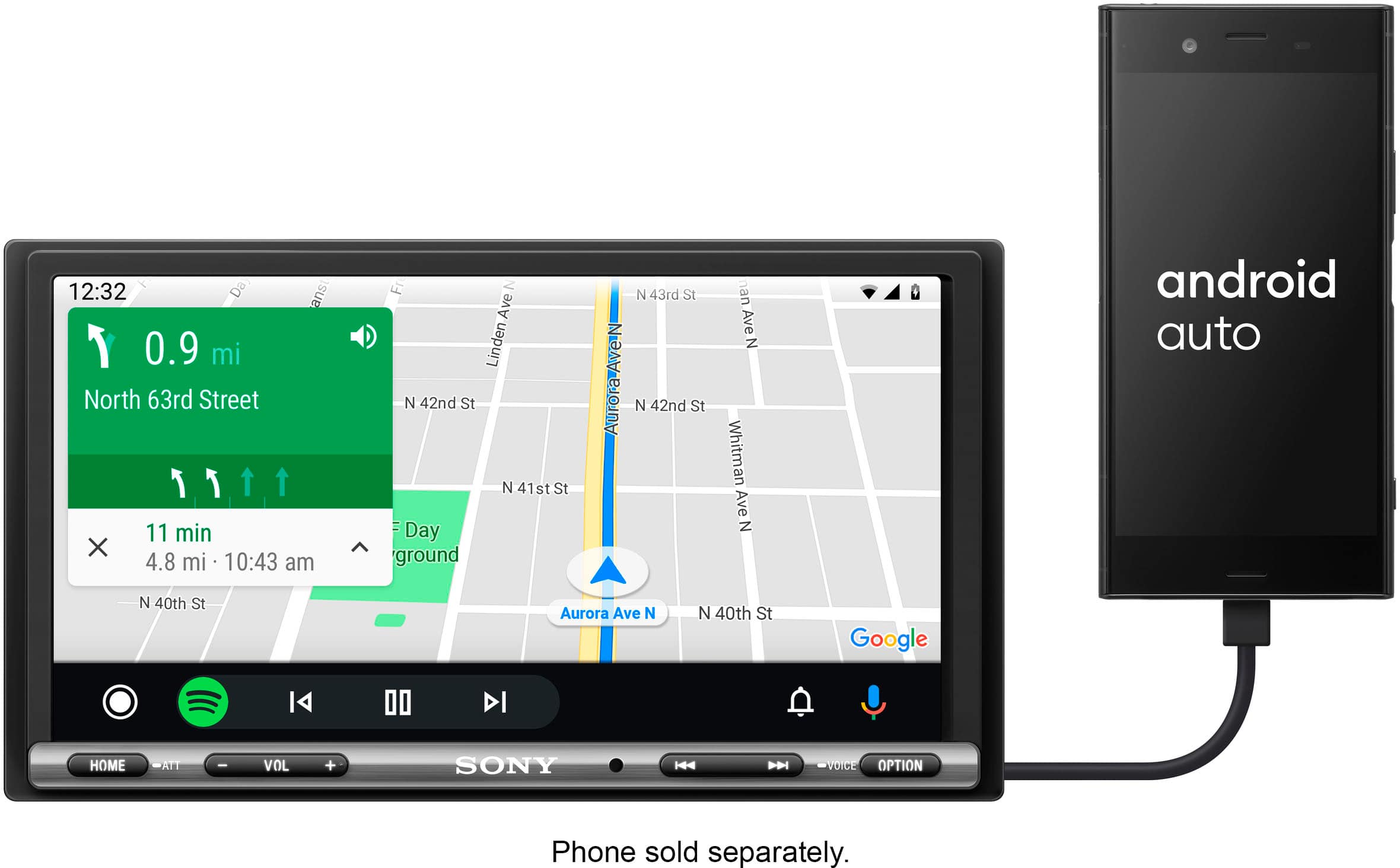 Alt View 11. Sony - 6.95" Android Auto and Apple CarPlay Bluetooth Digital Media Receiver - Black.
