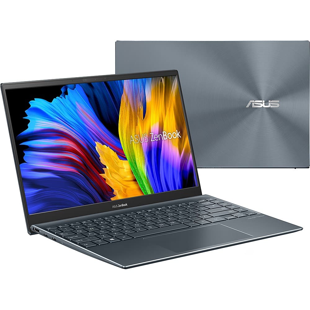 Front. ASUS - ZenBook 14 UM425 14" Laptop - AMD Ryzen 5 - 8 GB Memory - 512 GB SSD - Pine Gray.