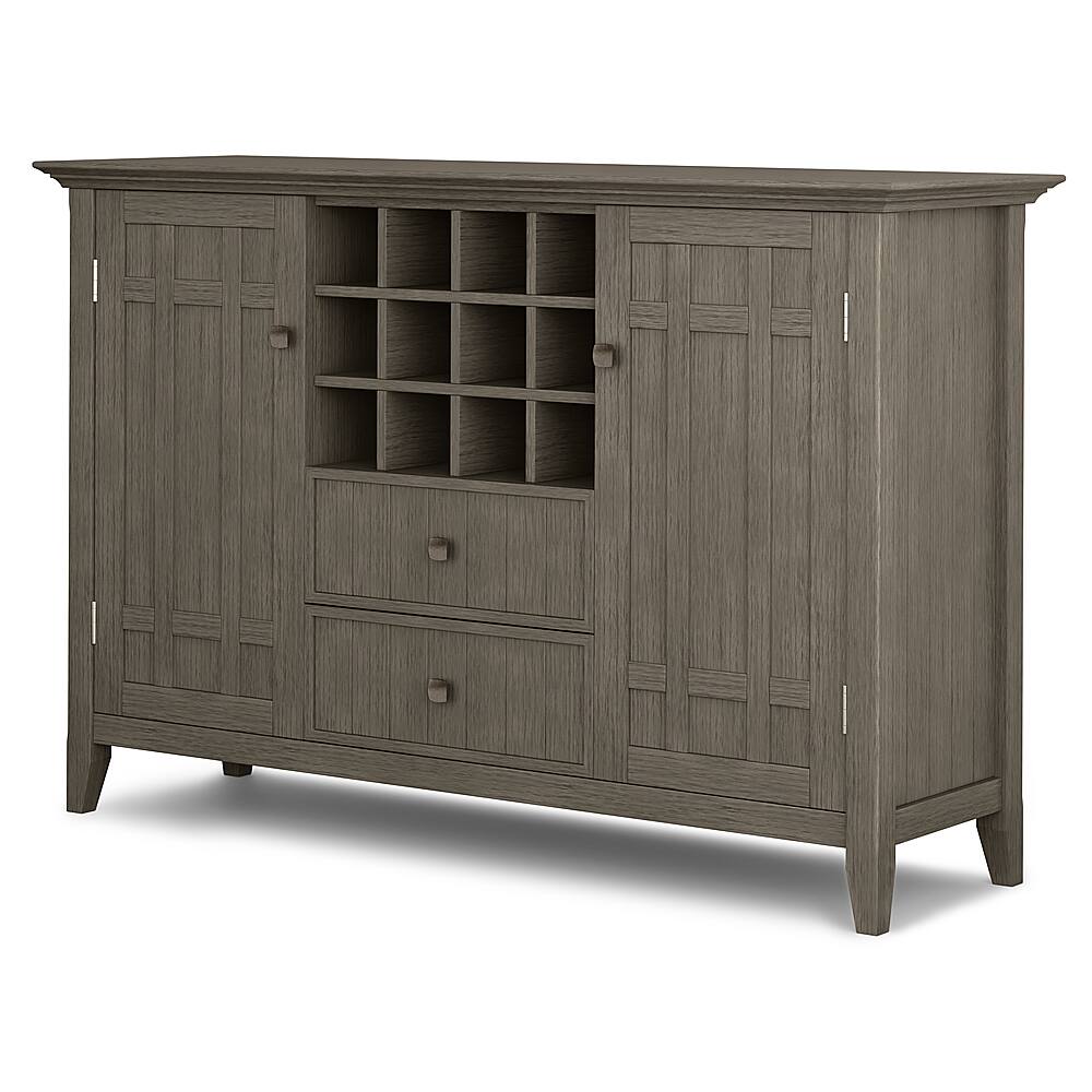 Angle View: Simpli Home - Bedford Sideboard Buffet and Wine Rack - Farmhouse Grey