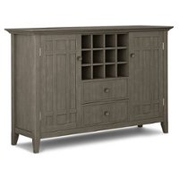 Simpli Home - Bedford 12-Bottle solid wood 54 in W Sideboard Buffet and Wine Rack - Farmhouse Grey - Front_Zoom