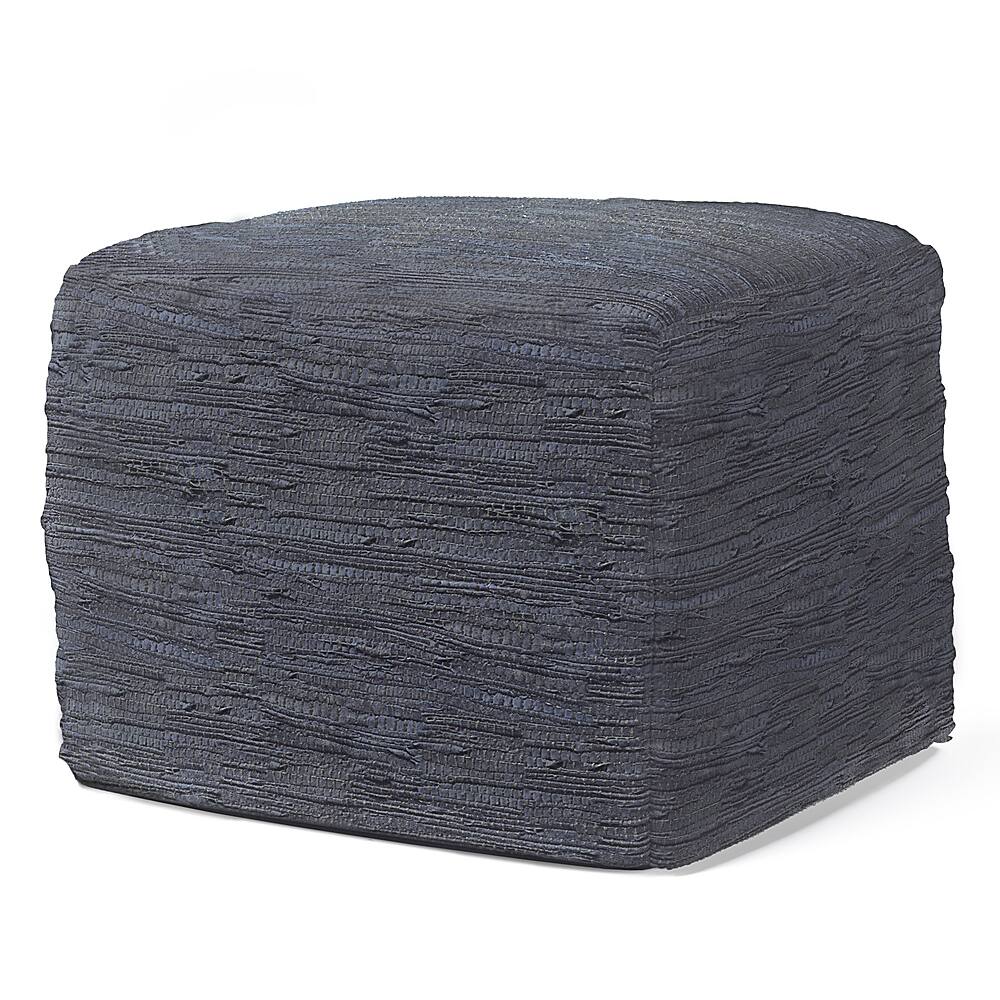 Angle View: Simpli Home - Fredrik Square Pouf - Dark Blue