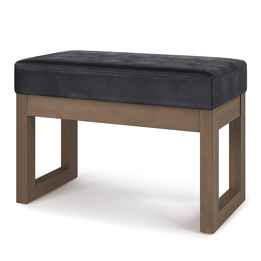 Angle View: Simpli Home - Milltown Footstool Small Ottoman Bench - Distressed Black