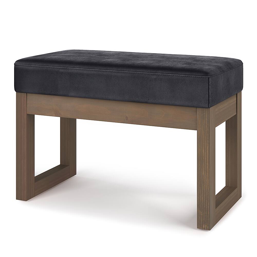 Angle. Simpli Home - Milltown Footstool Small Ottoman Bench - Distressed Black.