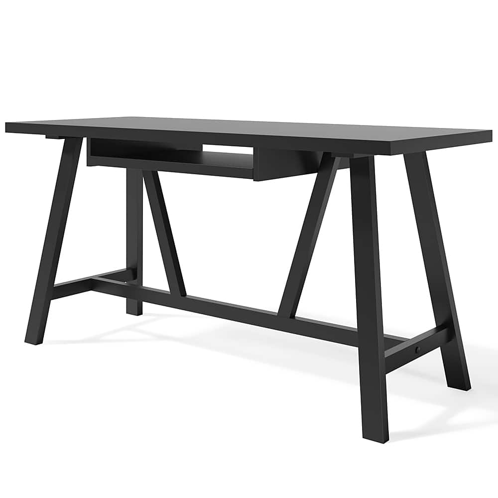 Angle. Simpli Home - Dylan solid wood Industrial 60 inch Wide Writing Office Desk - Black.