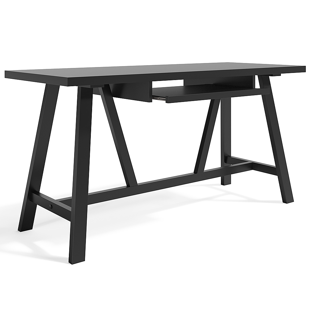 Simpli Home Dylan Solid Wood Industrial 60 in. Wide Writing Office Desk in Black