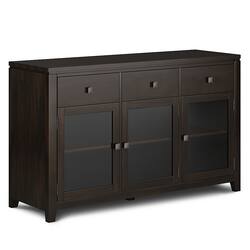 Simpli Home - Cosmopolitan solid wood 54 inch Wide Contemporary Sideboard Buffet - Mahogany - Front_Zoom