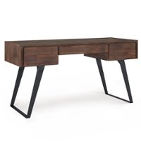 Simpli Home - Lowry Desk with Deep Drawers - Distressed Charcoal Brown - Front_Zoom