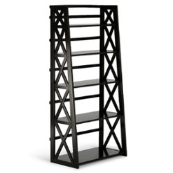 Simpli Home - Kitchener solid wood 63 in x 30 in Ladder Shelf - Hickory Brown - Front_Zoom