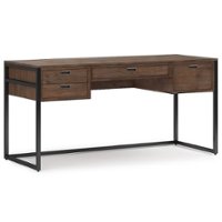 Simpli Home - Richmond solid acacia wood Modern Industrial 60 inch Wide Desk - Rustic Natural Aged Brown - Front_Zoom