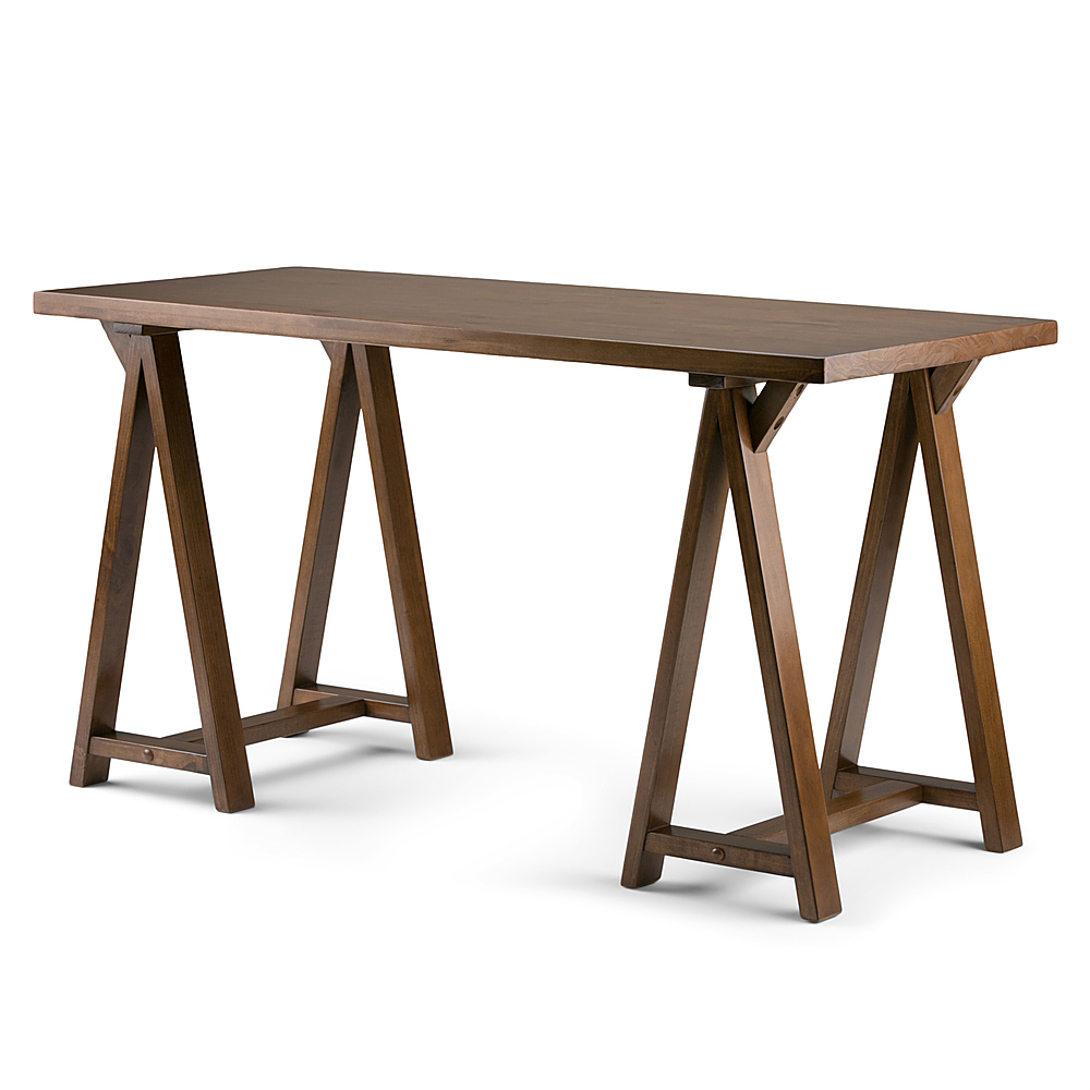 Angle View: Simpli Home - Sawhorse Writing Desk - Medium Saddle Brown