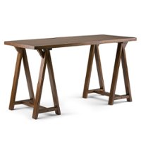 Simpli Home - Sawhorse Writing Desk - Medium Saddle Brown - Front_Zoom