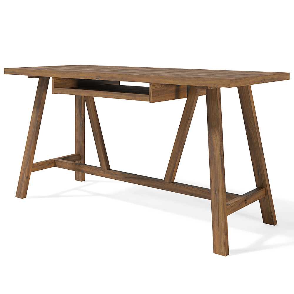 Angle View: Simpli Home - Dylan SOLID WOOD Industrial 60 inch Wide Writing Office Desk in - Rustic Natural Aged Brown
