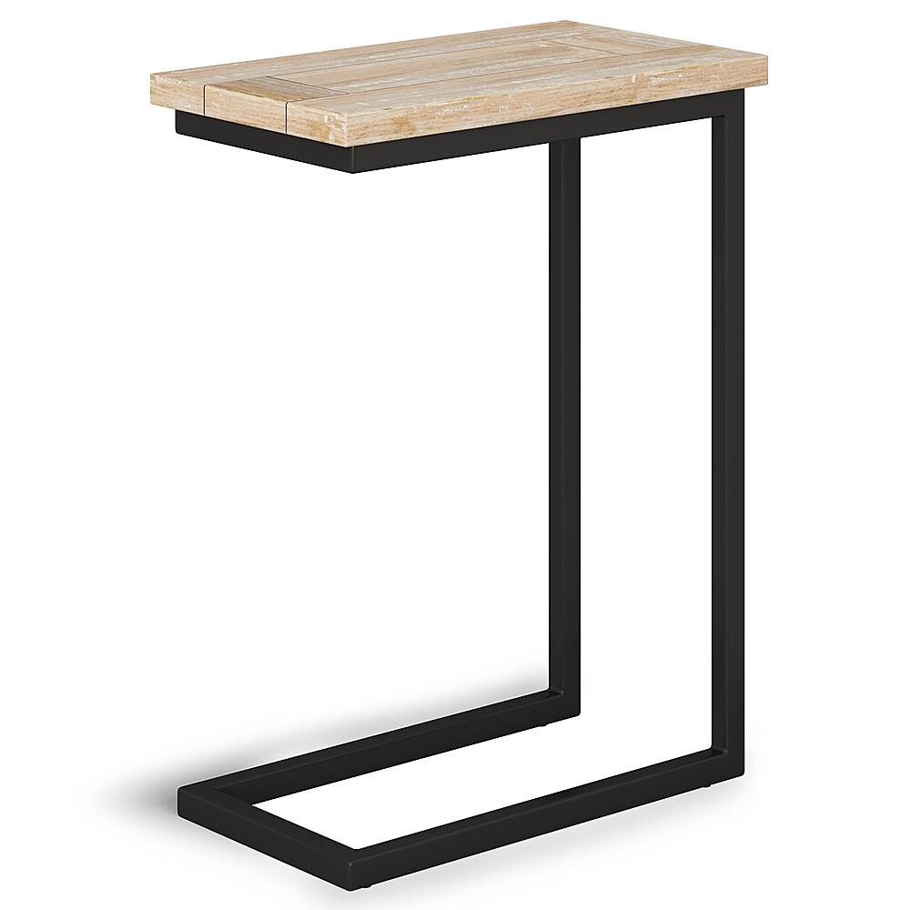 Angle. Simpli Home - Skyler Solid Mango Wood and Metal 18' Wide Rectangle Industrial C Side Table - Distressed White Wash.