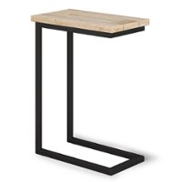 Simpli Home - Skyler Solid Mango Wood and Metal 18' Wide Rectangle Industrial C Side Table - Distressed White Wash - Front_Zoom
