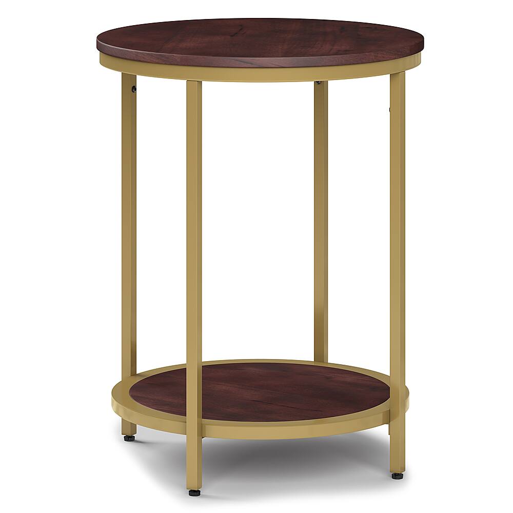 Angle View: Simpli Home - Jenna Round Side Table - Dark Brown and Gold