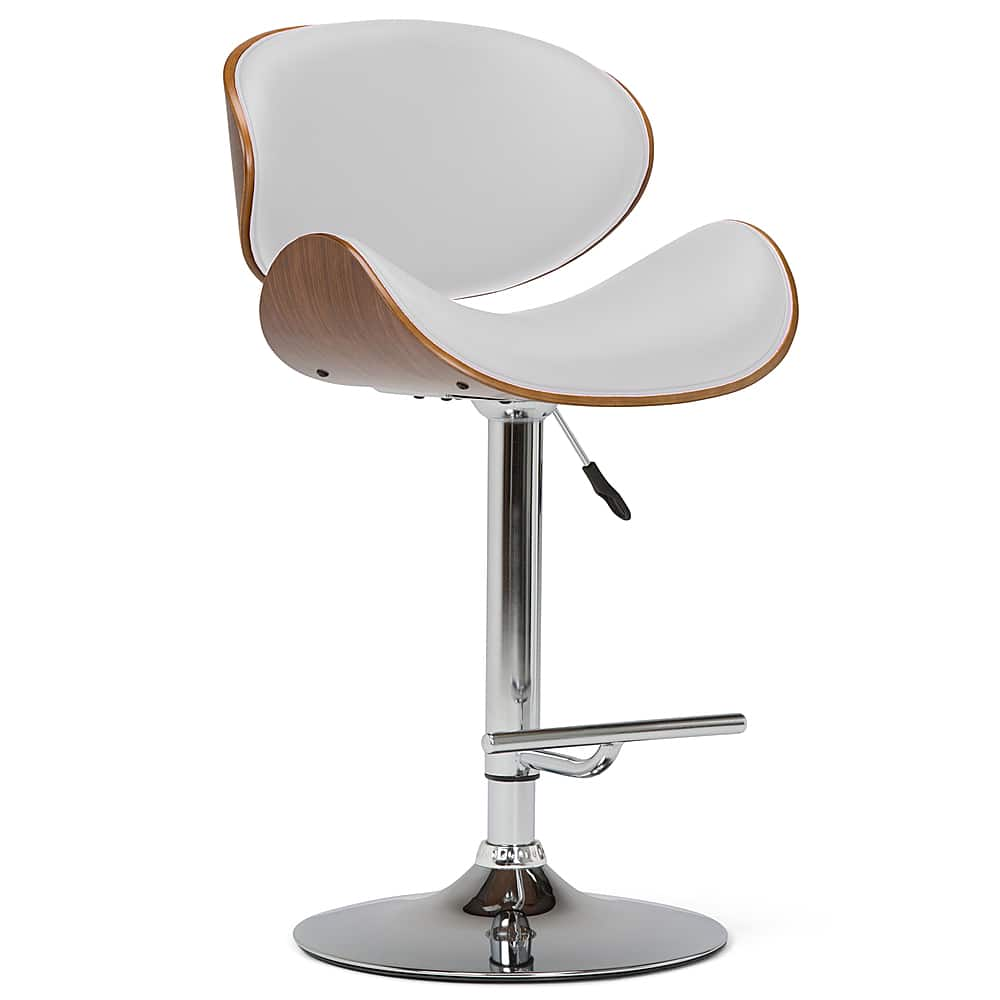 Angle View: Simpli Home - Marana Bentwood Adjustable Height Gas Lift Bar Stool - White