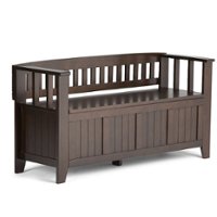Simpli Home - Acadian solid wood 48 inch Wide Transitional Entryway Storage Bench - Brunette Brown - Front_Zoom