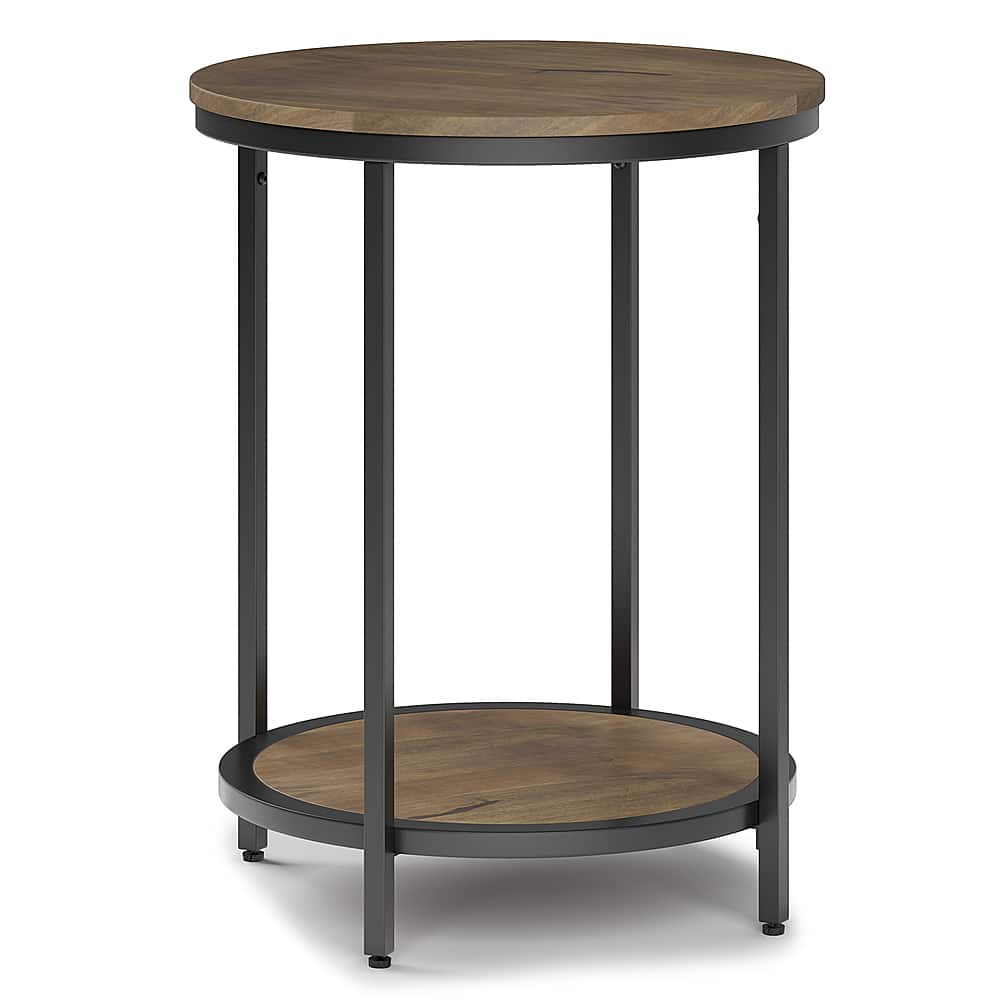 Angle Zoom. Simpli Home - Jenna Round Side Table - Warm Grey.