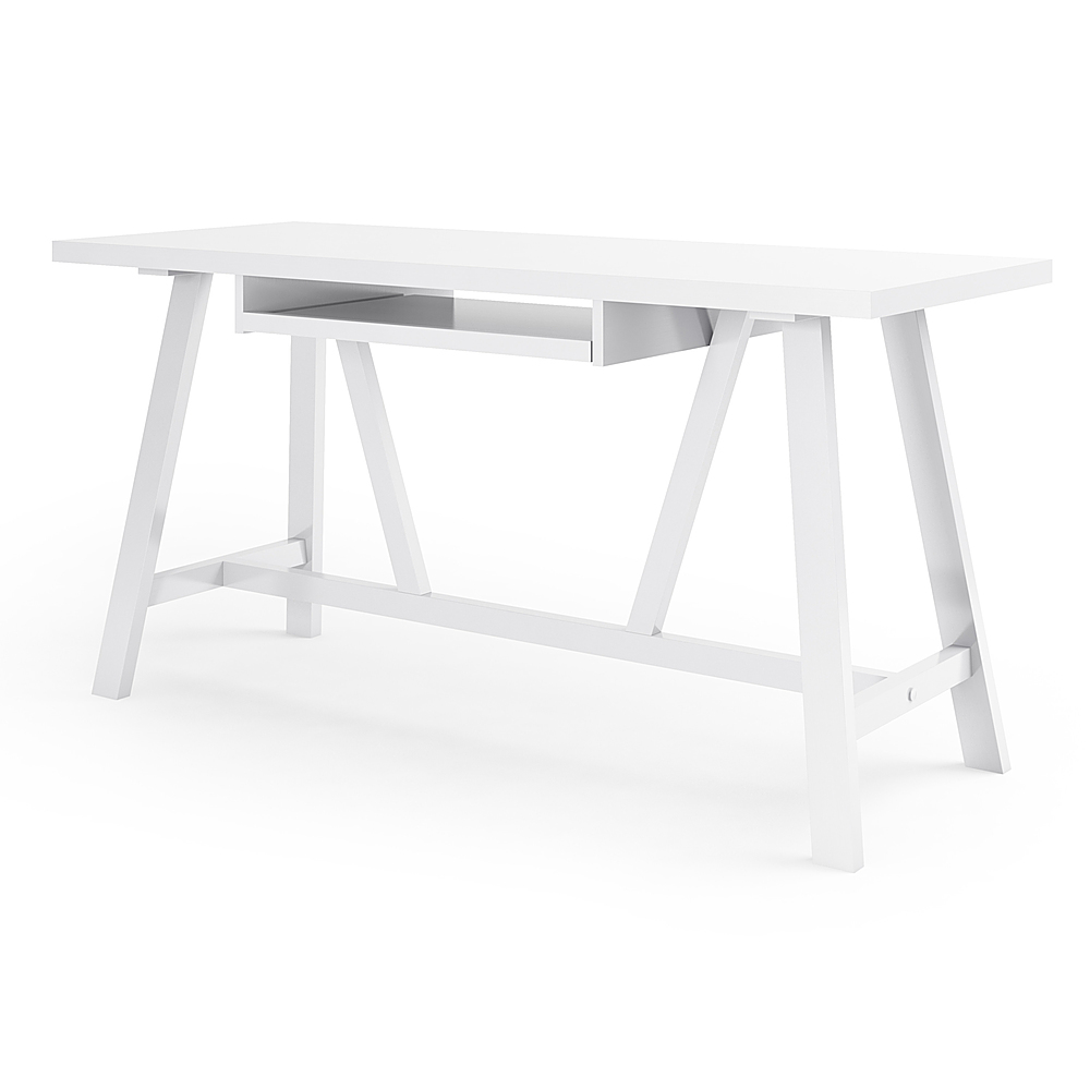 Angle View: Simpli Home - Dylan SOLID WOOD Industrial 60 inch Wide Writing Office Desk in - White