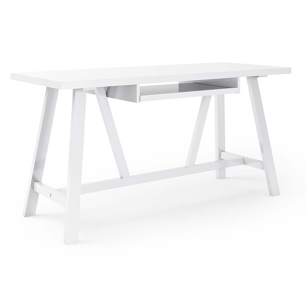 Front Zoom. Simpli Home - Dylan solid wood Industrial 60 inch Wide Writing Office Desk - White.