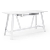 Simpli Home - Dylan solid wood Industrial 60 inch Wide Writing Office Desk - White - Front_Zoom