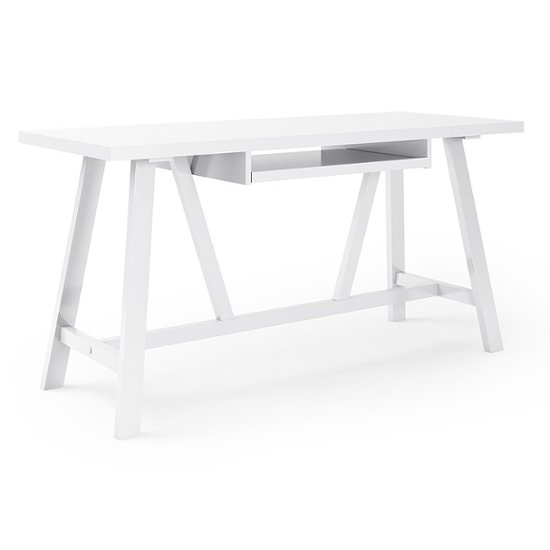 Simpli Home - Dylan SOLID WOOD Industrial 60 inch Wide Writing Office Desk in - White