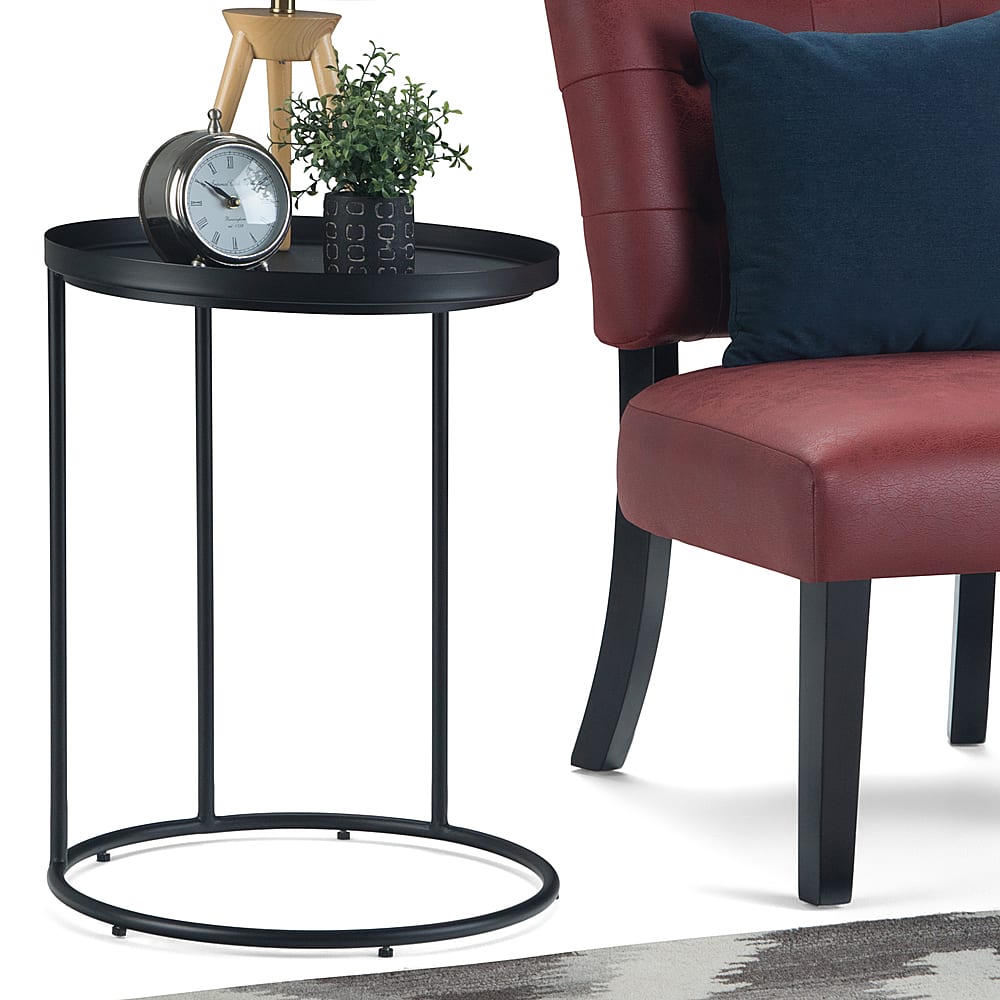 Angle View: Simpli Home - Monet Metal Side Table - Black