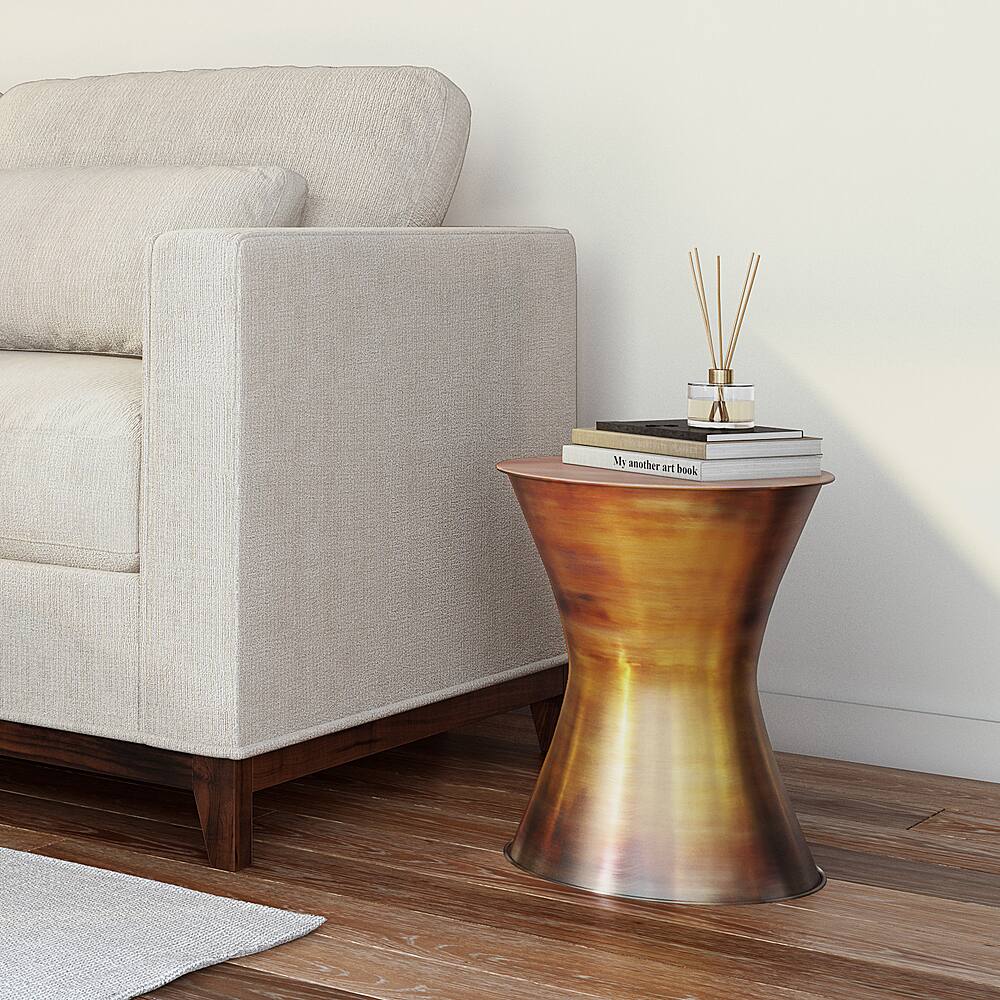 Left View: Simpli Home - Kenton Metal Side Table - Tarnished Brass