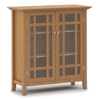 Simpli Home - Bedford SOLID WOOD 39 inch Wide Transitional Medium Storage Cabinet in - Light Golden Brown - Front_Zoom