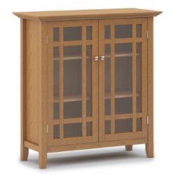 Simpli Home - Bedford solid wood 39 inch Wide Transitional Medium Storage Cabinet - Light Golden Brown - Front_Zoom