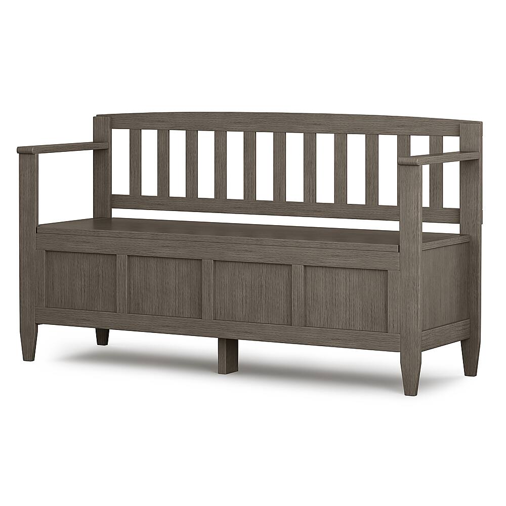 Angle View: Simpli Home - Brooklyn Entryway Storage Bench - Farmhouse Grey