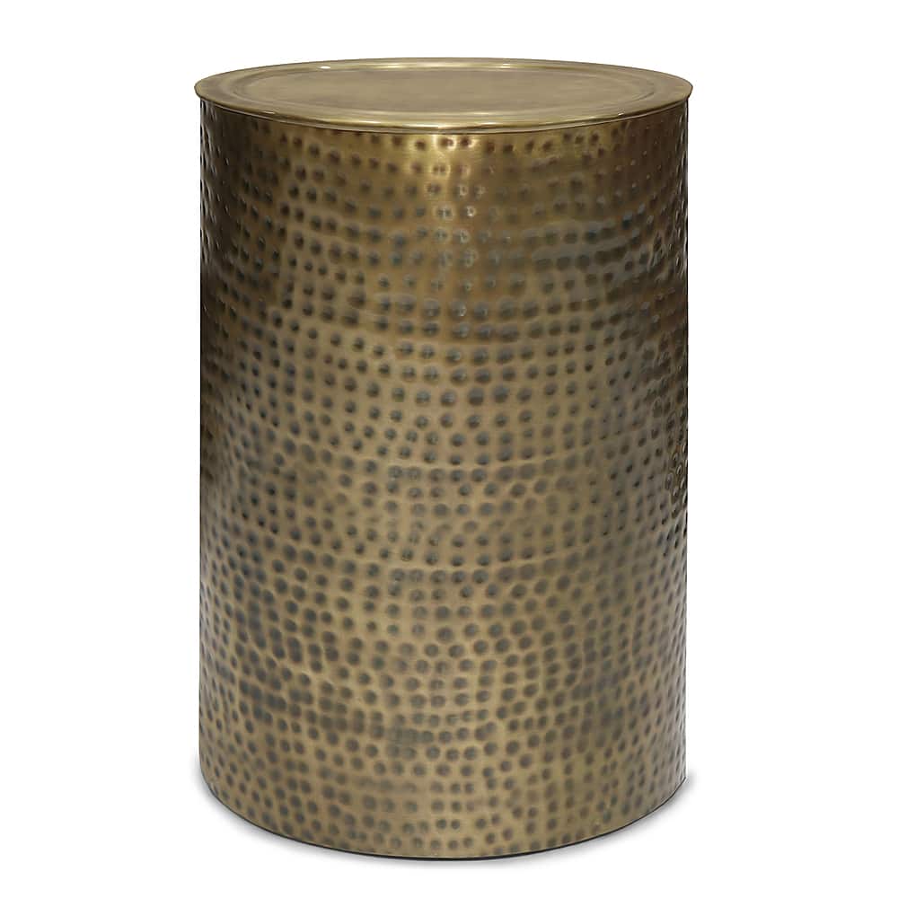 Front. Simpli Home - Corbin Metal Side Table - Hammered Antique Gold.