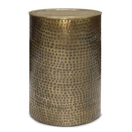 Front. Simpli Home - Corbin Metal Side Table - Hammered Antique Gold.