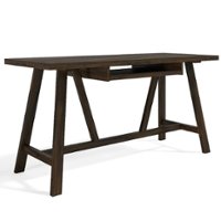 Simpli Home - Dylan SOLID WOOD Industrial 60 inch Wide Writing Office Desk in - Dark Tobacco Brown - Front_Zoom