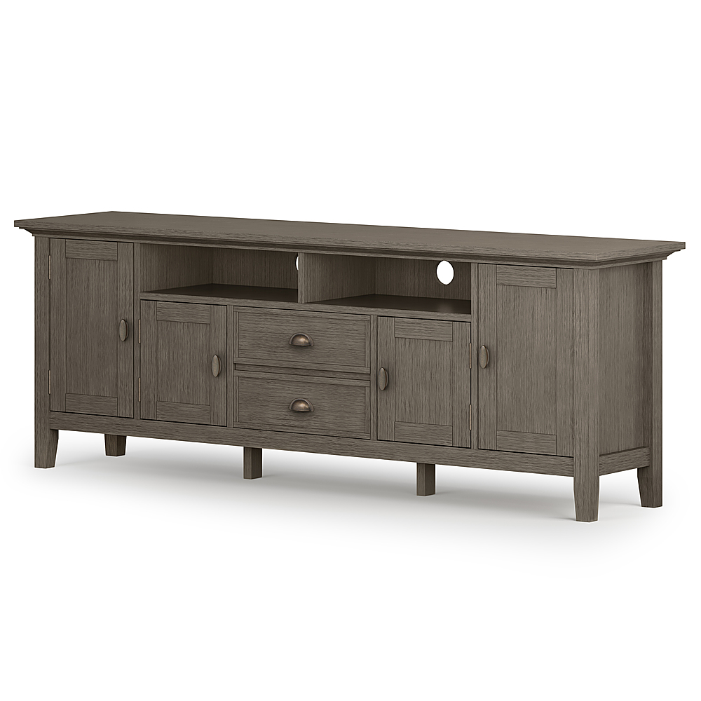 Angle View: Simpli Home - Redmond SOLID WOOD 72 inch Wide Transitional TV Media Stand in Farmhouse Grey For TVs up to 80 inches - Farmhouse Grey