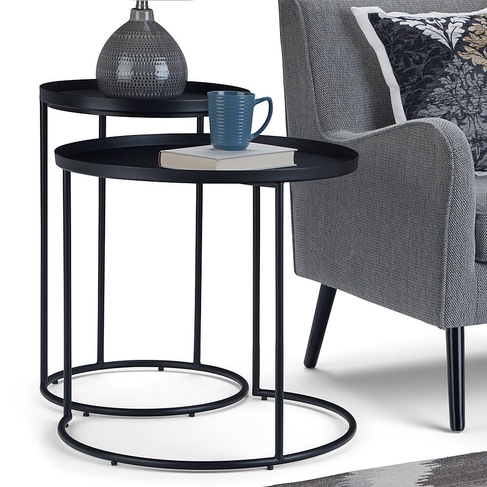 Left View: Simpli Home - Monet Metal 2 Pc Nesting Table - Black